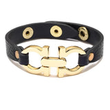 Spring Female Leather Bracelets Office Lady Metal Clasp Brown PU Wristband