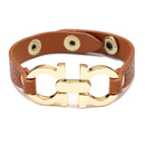 Spring Female Leather Bracelets Office Lady Metal Clasp Brown PU Wristband
