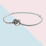925 Silver Family Tree Snake Chain Bangle Bracelet Women Beads Jewelry DIY