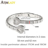 Baguette CZ Heart Bracelet Silver Bangle Hiphop Jewelry