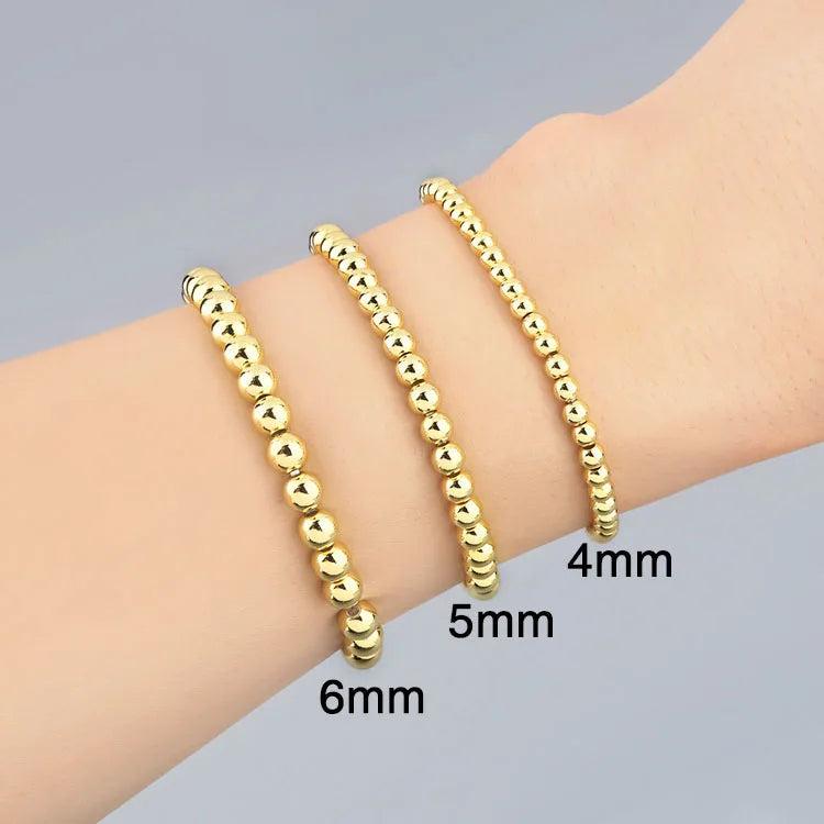 10Pcs Dainty Plated Ball Beaded Elastic Bracelets