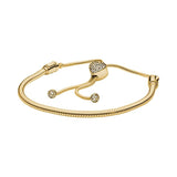 925 Silver Moments Pav? Heart Clasp Snake Chain Slider Bracelet