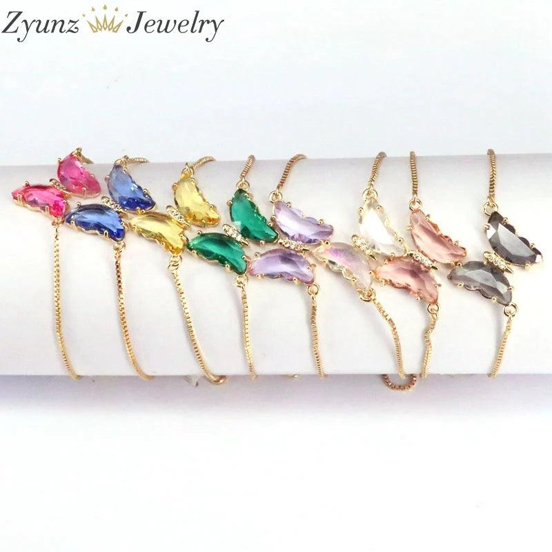 Crystal Butterfly Bracelet Copper Chain Charm Bracelets for Women Girls