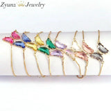 Crystal Butterfly Bracelet Copper Chain Charm Bracelets for Women Girls