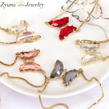 Crystal Butterfly Bracelet Copper Chain Charm Bracelets for Women Girls