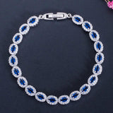 Pera Women Silver CZ Oval Chain Link Bracelet