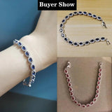 Pera Women Silver CZ Oval Chain Link Bracelet