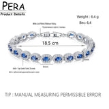 Pera Women Silver CZ Oval Chain Link Bracelet