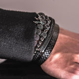 Adjustable Crown Beads CZ Bracelet for Men Stainless Steel Jewelry