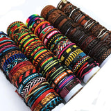 30Pcs/Lot Random Multilayer Leather Bracelet Men Braided Rope Wrap Bracelets