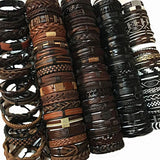 30Pcs/Lot Random Multilayer Leather Bracelet Men Braided Rope Wrap Bracelets