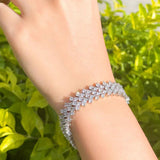 CZ Round Tennis Bracelet Women Plated Wedding Bridal Party Jewelry