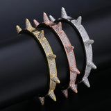 Iced Out Bling Hip Hop Spike Bangles Rose Silver Rivet Bracelets