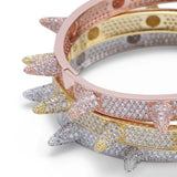 Iced Out Bling Hip Hop Spike Bangles Rose Silver Rivet Bracelets