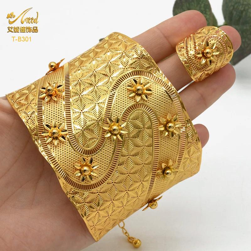 Indian 24k Plated Bangles With Ring For Women