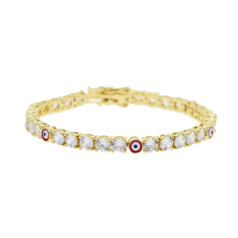 LUCKY Turkey Round Evil Eyes Bead Shape Charm Bracelet