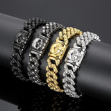 Ghost Head Bone Bracelet Stainless Steel 316L Cuban Chain