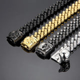Ghost Head Bone Bracelet Stainless Steel 316L Cuban Chain