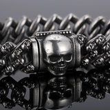Ghost Head Bone Bracelet Stainless Steel 316L Cuban Chain