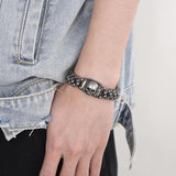 Ghost Head Bone Bracelet Stainless Steel 316L Cuban Chain