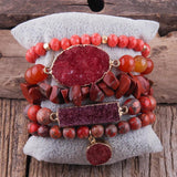 Bohemian Beaded Stones Bracelet 5pc Sets for Women