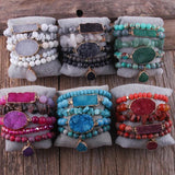 Bohemian Beaded Stones Bracelet 5pc Sets for Women