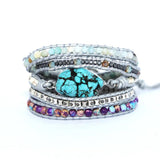 Romantic Leather Wrap Bracelets Nautural Stone Turquoise Multilayers