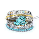 Romantic Leather Wrap Bracelets Nautural Stone Turquoise Multilayers