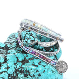 Romantic Leather Wrap Bracelets Nautural Stone Turquoise Multilayers