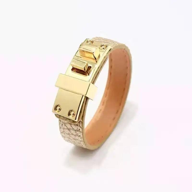 Steel Titanium Punk Leather Bracelet
