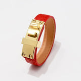 Steel Titanium Punk Leather Bracelet