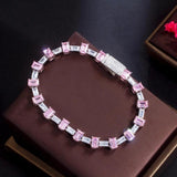 Pink CZ Tennis Bracelet with Safety Clasp