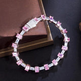 Pink CZ Tennis Bracelet with Safety Clasp