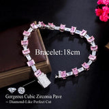 Pink CZ Tennis Bracelet with Safety Clasp