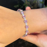 Pink CZ Tennis Bracelet with Safety Clasp