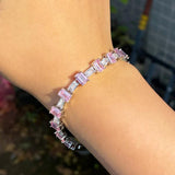 Pink CZ Tennis Bracelet with Safety Clasp