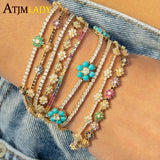 Rainbow CZ Tennis Link Chain Iced Out Bling Bracelet