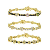 Rainbow CZ Tennis Link Chain Iced Out Bling Bracelet