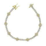 Rainbow CZ Tennis Link Chain Iced Out Bling Bracelet