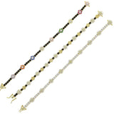 Rainbow CZ Tennis Link Chain Iced Out Bling Bracelet