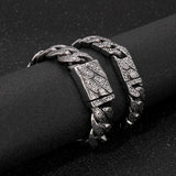 Vintage Totem Pattern Cuban Chain Men Bracelet Stainless Steel Punk Wristband
