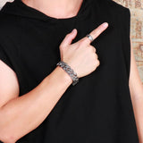 Vintage Totem Pattern Cuban Chain Men Bracelet Stainless Steel Punk Wristband