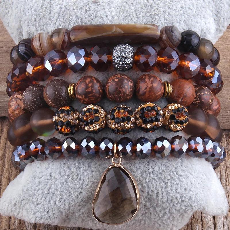 Boho Beaded Bracelet 5pc Stack Bangle Set for Women