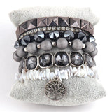 Boho Beaded Bracelet 5pc Stack Bangle Set for Women
