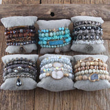 Boho Beaded Bracelet 5pc Stack Bangle Set for Women