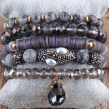 Boho Beaded Bracelet 5pc Stack Bangle Set for Women