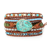 Royal Pine Stone Hand Woven Leather Bracelet for Women