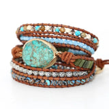 Royal Pine Stone Hand Woven Leather Bracelet for Women