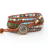 Royal Pine Stone Hand Woven Leather Bracelet for Women