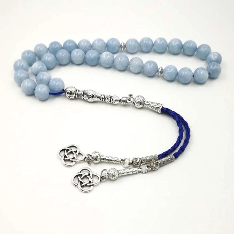 Natural Aquamarines Stone Tasbih Bracelets Man's Misbaha Special Gift for Muslim